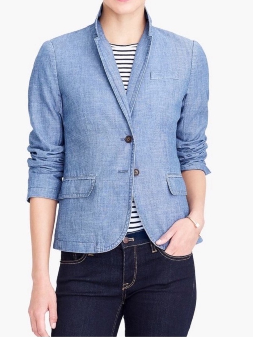 J Crew Cotton Chambray Blazer size 4